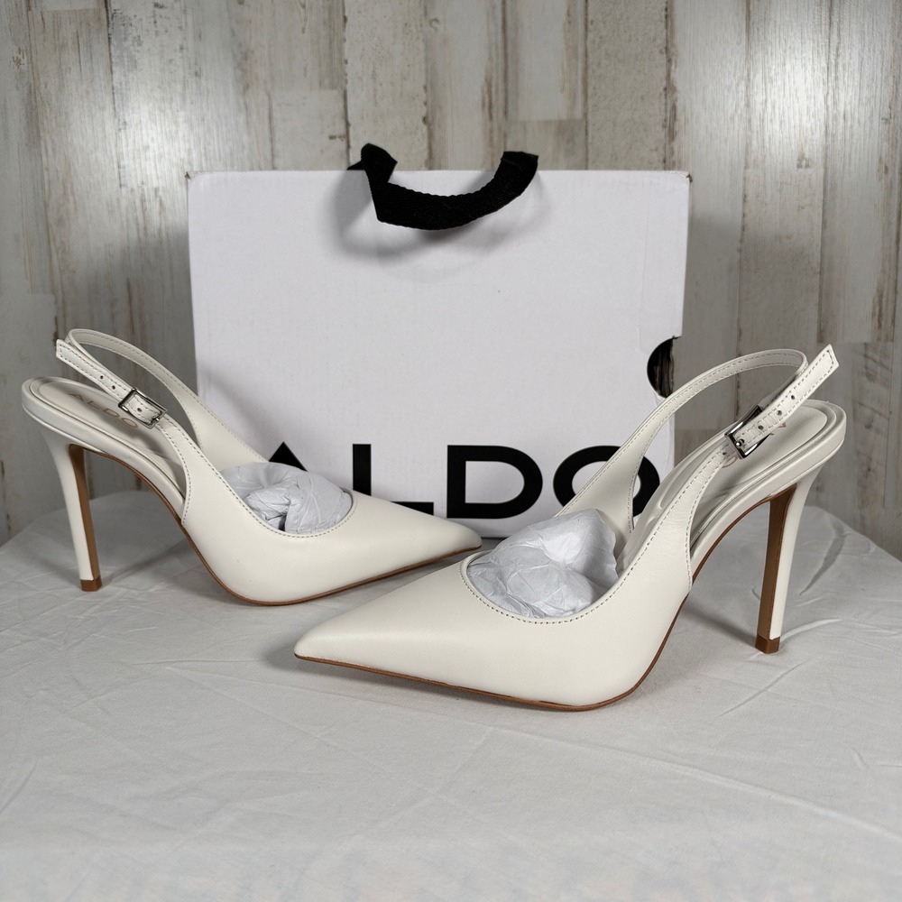 Aldo Stessysling 2.0 Pumps 5 Matte Bone Slingback Pointed Toe Stiletto Bride